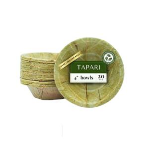 lot 4295 image: TAPARI Mini Disposable Bowls - 20 Pack Mini Leaf Bowls - 4 Inch - Sturdy & Eco-Friendly - Home Compostable & Biodegradable Bowls for Parties - Bowl for Soup, Hot & Cold Food - Sal Leaf - 3 Fl Oz