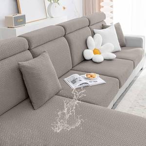 lot 4325 image: Smiry Waterproof Couch Cushion Covers, Stretch Jacquard Thick Sofa Cushion Covers, Washable Seat Slipcover Elastic Furniture Protector for Pets, Kid (2PC, Taupe)