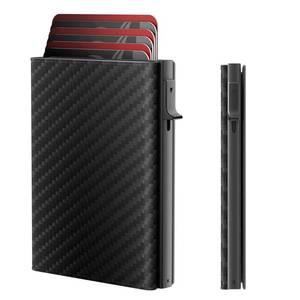 lot 4334 image: Mens Wallet Card Holder - Smart Wallet for Men, Pop Up Card Case, Top Grain Leather, RFID Blocking, Slim, Minimalist, Ultra-Thin, Front Pocket, 12 Card Capacity  ID Window  Cash Slot (Carbon Fiber)