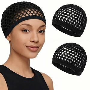 lot 4335 image: 2 Pcs Premium Mesh Hair Net for Sleeping - Ultra-Wide Soft Band, Breathable Crochet Hair Wrap for Silk Press, Shower, Wig