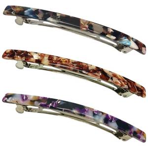 lot 4350 image: HYFEEL Long French Hair Barrettes 4 Inch Large Hair Clips for Women Thick Hair Automatic Clasp Clamp Pins Resin Nonslip Grip Ponytail Holders, Stylish Hair Accessories 3 Pack (Brown Black Purple)