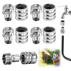 lot 4383 image: 5 Pack Garden Hose Quick Release Connect Fittings, 12 to 34 Inch GHT Garden Hose Adapter, Stainless Steel Heavy Duty Water Hose Connector Fitting sets for Hoses and Sprayers