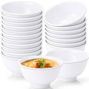 lot 5384 image: Tioncy 20 Pack Melamine Bowl Set 25 oz White Soup Bowls Set Basic All Purpose Soup Salad Dessert Bowls Round Unbreakable Durable, Dishwasher Safe, Ideal for Weddings Everyday Meals