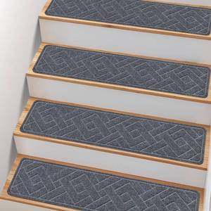 lot 5389 image: Non Slip Stair Treads for Wooden Steps,15 Pack 8 X 30 Stairs Carpet Treads Indoor with Reusable Peel and Stick Adhesive for Kids Elders and Pets