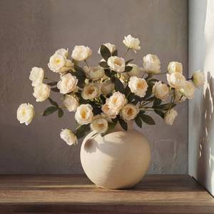 lot 5397 image: Craftsatin 6 Pcs 32 Artificial Peonies Flowers for Vase(Vase Not Included)- Each Stem 7 Silk Heads Faux Peony Look Real, Fake Long Stem Flowers for DIY Bouquets Wedding Home Decor (Beige)