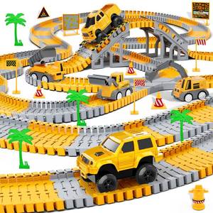 lot 5403 image: Kids Toys 253 PCS Construction Race Tracks Toy for 3 4 5 6 7 8 Year Old Boys Girls, 5 PCS Construction Truck Car and Flexible Track Play Set Create A Engineering Road Games Toddler Toys Birthday Gifts