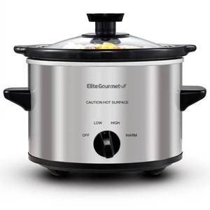 lot 5417 image: Elite Gourmet MST-250XS Electric Slow Cooker Ceramic Pot, Adjustable Temp, Entrees, Sauces, Stews & Dips, Dishwasher Safe Glass Lid & Crock, 1.5 Quart, Stainless Steel