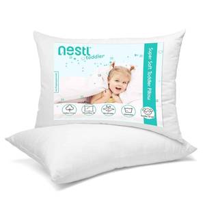 lot 5434 image: Nestl 2 Pack Toddler Pillow for Sleeping 13 x 18, Small Kids Pillow for Travel, Car, School, Nap, & Toddler Bed, Machine Washable Soft Cotton Child 2 Year Old and Up - White