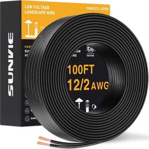 lot 6018 image: SUNVIE 100FT 12 Gauge Low Voltage Wire 122 Low Voltage Landscape Wire, 12 AWG 2 Conductor Electric Wire Direct Burial 12 Gauge Stranded Copper Wire for Landscape Lighting Lamp Wires, ETL Listed