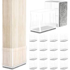 lot 6053 image: A1 x 1 34 Rectangle Chair Leg Protectors for Hardwood Floors, Silicone Covers to Protect Wood Tile Floors Felt Pads Furniture Leg Caps Reduce Noise, Easy to Move,16 PCS Clear.