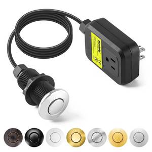 lot 6061 image: Garbage Disposal Air Switch Kit Sink Top Waste Disposal Long Stainless Steel Polished OnOff Air Button Food and Waste Disposals Part by Etoolcity, UL Listed