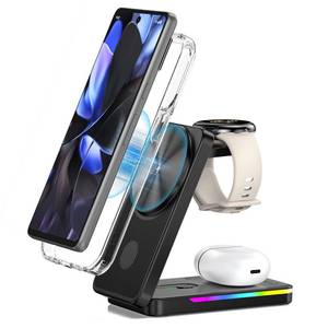 lot 6063 image: Magnetic Wireless Charger for Google Pixel Watch 32, 3 in 1 Foldable Wireless Charging Station for Google 1010 Pro XL10 Pro9876, Pixel Buds Pro 2(Not Pixel Watch 41) with Adapter