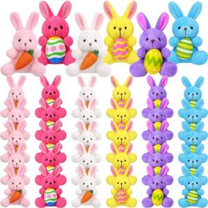 lot 6069 image: Wettarn 36 Pack 4 Inch Easter Mini Plush Bunny Toys Assorted Colors Rabbit Animal Stuffed Toys Perfect for Easter Egg and Basket Fillers Party Favors and Decorations (Creative)