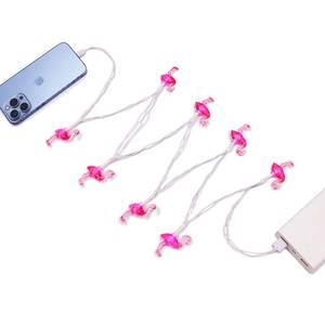 lot 6073 image: FOYOTO Pink Flamingo USB Christmas Light Phone Charger Cord Designed for Women 50 Inch Compatible with Phone 514 Series