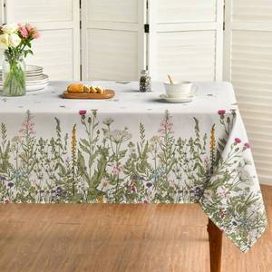 lot 6076 image: Horaldaily Spring Summer Tablecloth 60x140 Inch Rectangular, Wild Flowers Floral Table Cover for Party Picnic Dinner Decor