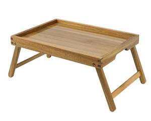 lot 6091 image: VaeFae Acacia Bed Table Tray, Wooden Breakfast Tray with Folding Legs, Bed Tray for Eating and Laptop, Eating Trays for Bedroom