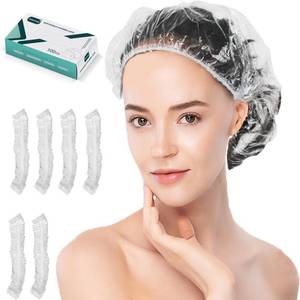 lot 6102 image: Disposable Shower Caps - 100PCS Shower Cap Tobvory Waterproof Plastic Shower Cap For Women Men For Hair - Extra Elastic Large Shower Caps For Bath, Hair Treatment, Conditioning In Home Hotel Travel