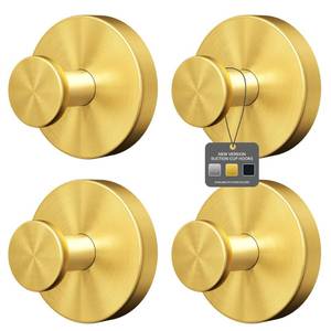 lot 6438 image: Ninth Five Shower Suction Cup Hooks, Heavy Duty Bathroom Wall Hooks for Towels, Robes, Loofahs, Removable Metal Hook for Tile Glass Mirror, No Drill(4 Pack, Gold)