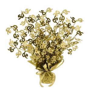 lot 6454 image: Beistle 54280-GD Gold 50 Gleam N Burst Centerpiece, 15-Inch, Gold