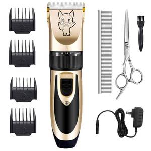 lot 6465 image: Highdas Dog Clippers for Grooming Rechargeable, Electric Dog Grooming Kit Clippers Low Noise, Cordless Quiet Dog Shaver, Pet Hair Trimmer Set for Dogs, Cats, Pets (Gold)