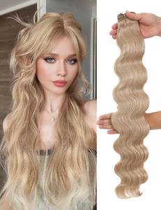 lot 6470 image: A30 inch Wheat Blonde Body Wave Bundle Synthetic Long Hair Weave Sew in Hair Extensions for Women