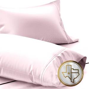 lot 6472 image: TEXAS LINEN CO. 100% Egyptian Cotton StandardQueen Size Pillow Cases Set of 2-1000 Series Lonestar Lovin Pillow Cover (Blush), Soft, & Cooling Pillowcases Set of 2 for StandardQueen Pillows