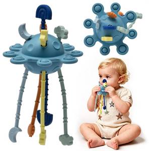 lot 6477 image: Little Rawr Silicone Baby Sensory Montessori Toys & Pull String Toys for 18 M, Toddler Birthday Gift Car Seat Airplane Travel for 1 2 Year Old Boy Girl Infant 18 Months Old (Blue)