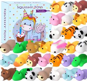 lot 11673 image: POKONBOY 30 Pcs Squishies Mochi Toys, Mini Kawaii Squishy Forest Animals Squeeze Stress Relief Toys Easter Basket Stuffers Christmas Birthday for Kids