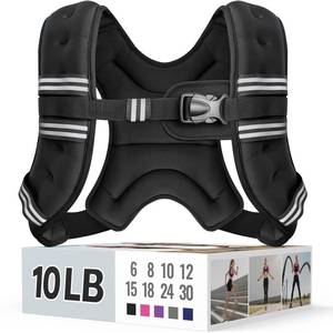 lot 11689 image: Zeerun Weighted Vest for Women & Men with Reflective Stripe and Adjustable Buckle, Comfortable & Durable Rucking Vest for Walking, Running & Strength Training, 10LBS-Black