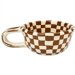 lot 11699 image: BuleVina Checkered Coffee Mug 5oz 4x2 inch, Creative Irregular Checkerboard Ceramic High-value Retro Afternoon Tea Coffee Cup Set, Novelty Plaid Cup for Office (Checkerboard Coffee)