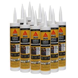 lot 11704 image: SIKA Sikaflex-410 Asphalt Sealant, Black, Self-Leveling Hybrid Sealant for Filling Cracks in Asphalt Driveways,Roadways and Pavements - 9 fl. oz. Cartridge,Fills Cracks up to 1.5 in. Wide(Pack of 12) (Only 4 One Used)