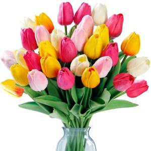 lot 11707 image: Sggvecsy 15 Pcs Fake Tulips Artificial Flowers Real Touch PU Faux Flowers Tulip Stems for Wedding Spring Bouquet Floral Arrangement Home Office Party Decorations for Mothers Day (Multi Colors)