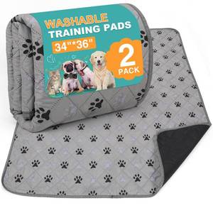 lot 11712 image: FUWERY Washable Pee Pads for Dogs ,34X36, Thick Heavy Absorbency Reusable, Prevent Leakage, Non-Slip Pee Pads for Puppy Playpen,Potty Training, Grey, 2 Packs