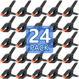 lot 11714 image: 24 Pack 3.5 inch Plastic Spring Clamps, Black Heavy Duty Clips, Backdrop Clips, Plastic Clamps for Crafts, Backdrop Stand, Woodworking, Photography