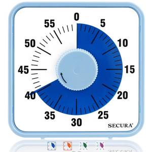 lot 11716 image: Secura 60-Minute Visual Countdown Timer, 7.5-Inch Oversize Classroom Visual Timer for Kids and Adults, Durable Mechanical Kitchen Timer Clock with Magnetic Backing (Navy Blue)