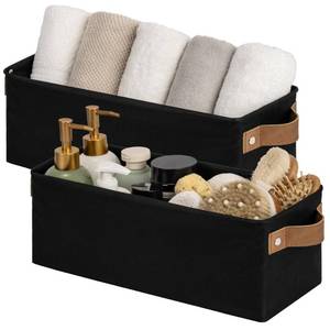 lot 12258 image: StorageWorks Narrow Storage Bins, Small Basket for Closet and Shelves, Fabric Organizer with Handles, Toilet Paper Storage, Black, 2-Pack