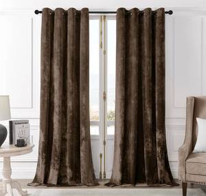 lot 12269 image: SMILETIME Chocolate Crushed Velvet Grommet Curtains 52x90 inch Luxurious Thermal Insulated Soundproof Drapes for Living Room Office Soft and Durable Light-Filtering Window Treatments, 2 Panels