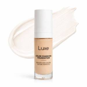 lot 12280 image: Luxe Research Color Changing Foundation for Women �� Instantly Adjusts to Skin Tone �� Buildable Light-to-Medium Coverage Liquid Makeup �� 12-Hour Wear, Natural Dewy Finish, 1.0 fl oz (Light)