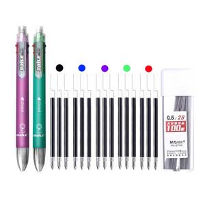 lot 12286 image: JOMPENS 6 in 1 MultiColor Ballpoint Pen Set - 18Pcs Retractable 5 Colors and Mechanical Pencil in One - Multifunction Stationery (Purple&Green), BL-191F