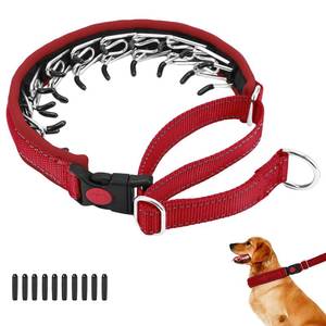 lot 12288 image: Martingale No Pull Dog Collar for Large Medium Small Dogs, Heavy Duty Nylon Reflective Adjustable Anti Pull Slip Collar with Buckle for Training Walking M Red