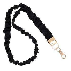 lot 12300 image: Stretchy Lanyards for Teachers, Black Retractable Scrunchie Lanyard Cute Long Neck Teacher Id Badges Key Lanyard Straps for Women Card Holder Keychain Wallet