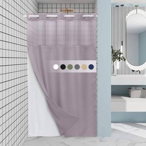 lot 12315 image: EUTXL Lavender Stall No Hook Shower Curtain with Snap in Liner,230GSM Waffle Weave Shower Curtains for Bathroom,54W x 80H