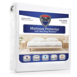 lot 12318 image: All-in-One Mattress Protector, Zippered Encasement, Water & Stain Resistant, Triple Seal Protection, California King, White