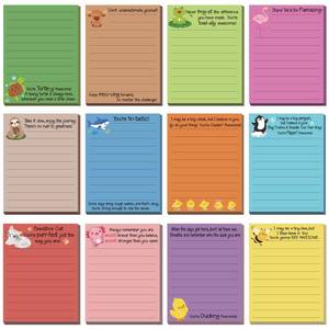 lot 12332 image: AmazingSpark 12 Pcs Cute Inspirational Sticky Notes, 4  3 Motivational Notepads Positive Emotional Support Gift Funny Lined Memo Note Pads for Office Desk Supplies Coworker Employee(Animals)