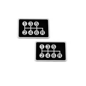 lot 12343 image: 2PCS 54 x 36mm(2.13 x 1.42in) Aluminum Black 6 Speed Manual Transmissions Gear Shift Pattern Bumper Decal Stickers