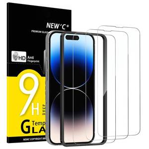 lot 12351 image: NEWC 3 Pack Designed for iPhone 14 Pro Screen Protector (6.1 inches), Enhanced Tempered Glass Protection with easy installation tool included,Case Friendly Ultra Resistant