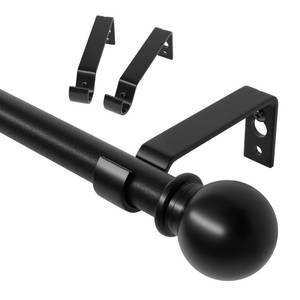lot 12352 image: Curtain Rods for Windows 28 to 48 inch, 58 inch Black Curtain Rod Set with Brackets, Splicing Adjustable Metal Drapery Rod for Bedroom, Kitchen, Living Room, Matte Black