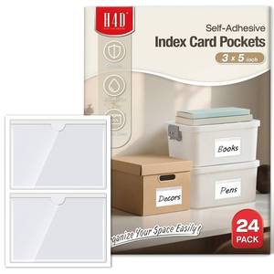 lot 12360 image: H4D 24 Pack Labels for Storage Bins, 3 x 5 Plastic Clear Adhesive Index Card Holders, Tote Label Pockets for Organizing Storage, Library Card, Shelves