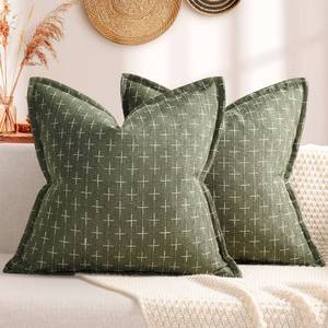lot 12363 image: ZWJD Pillow Covers 16x16 Set of 2 Soft Polyester Textured Pillow Covers with Stylish Flange Edge Cozy Farmhouse Throw Pillows for Couch Bed Sofa Living Room