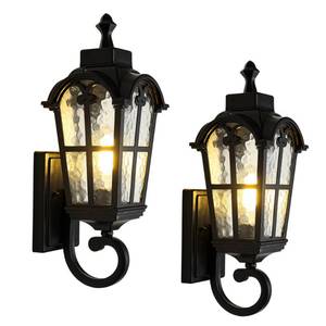 lot 13702 image: Kainozoic Outdoor Wall Light Fixtures Waterproof Porch Lights Anti-Rust Matte Black Exterior Lighting Fixtures Sconce Lights Outdoor Wall Lantern for Patio Front Door Garage -2 Pack